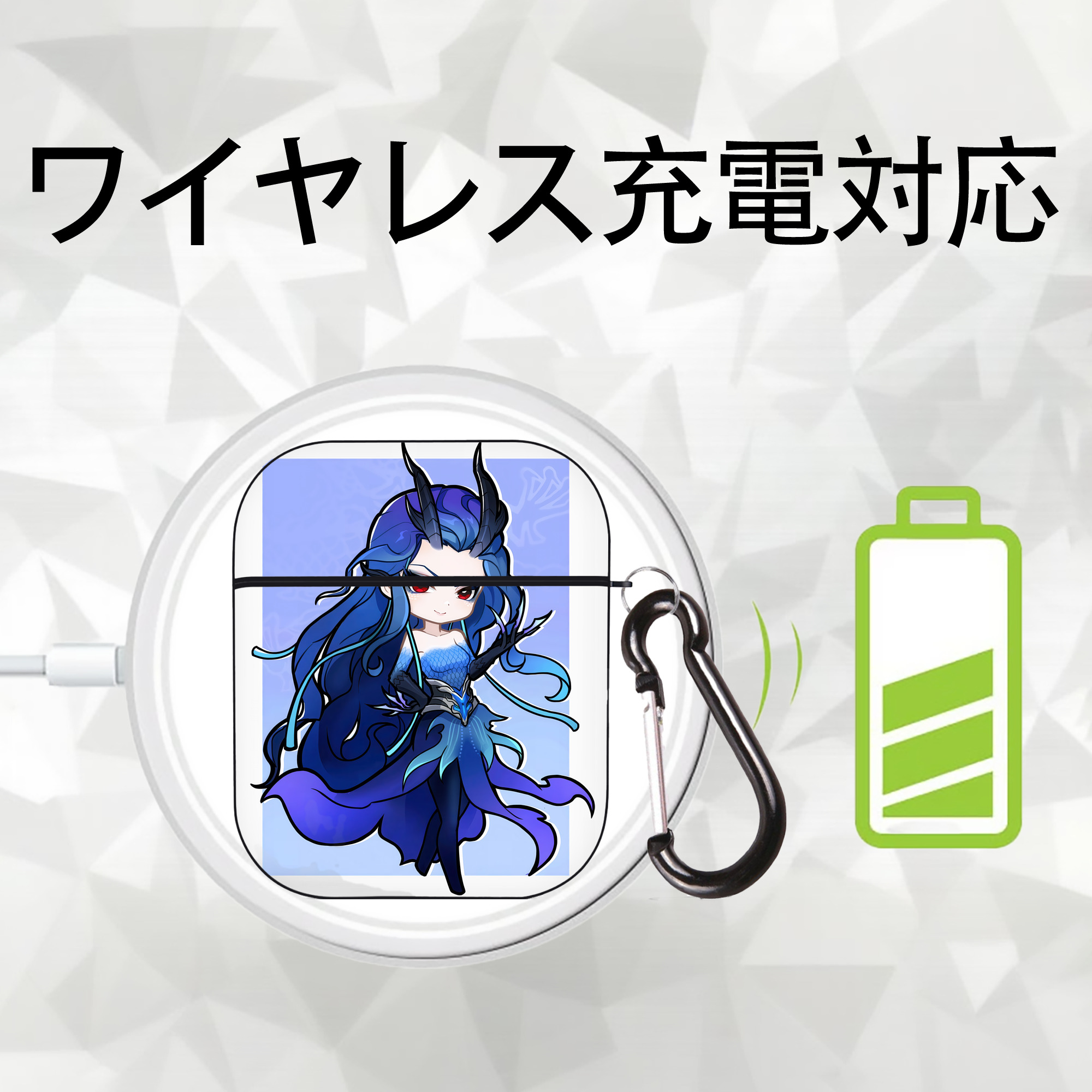 Ne Zha 2 ナタ 魔童の大暴れ AirPods 第2世代保護ケース ハードシェル ブラック 耐衝撃・防指紋・カラビナ付き