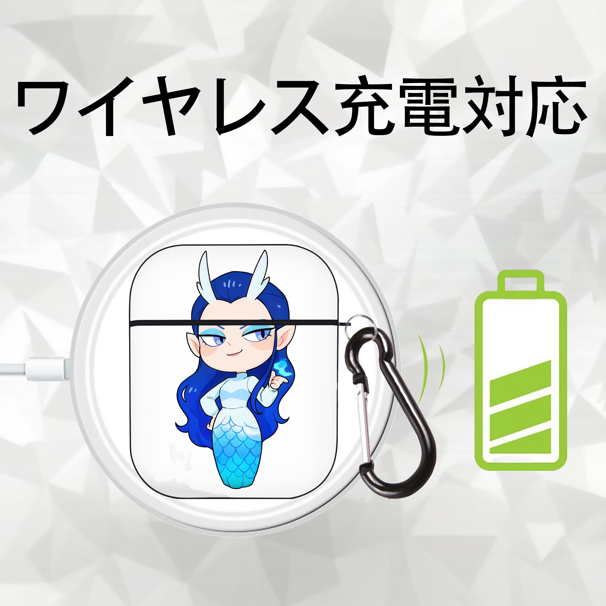 Ne Zha 2 ナタ 魔童の大暴れ AirPods 第2世代保護ケース ハードシェル ブラック 耐衝撃・防指紋・カラビナ付き