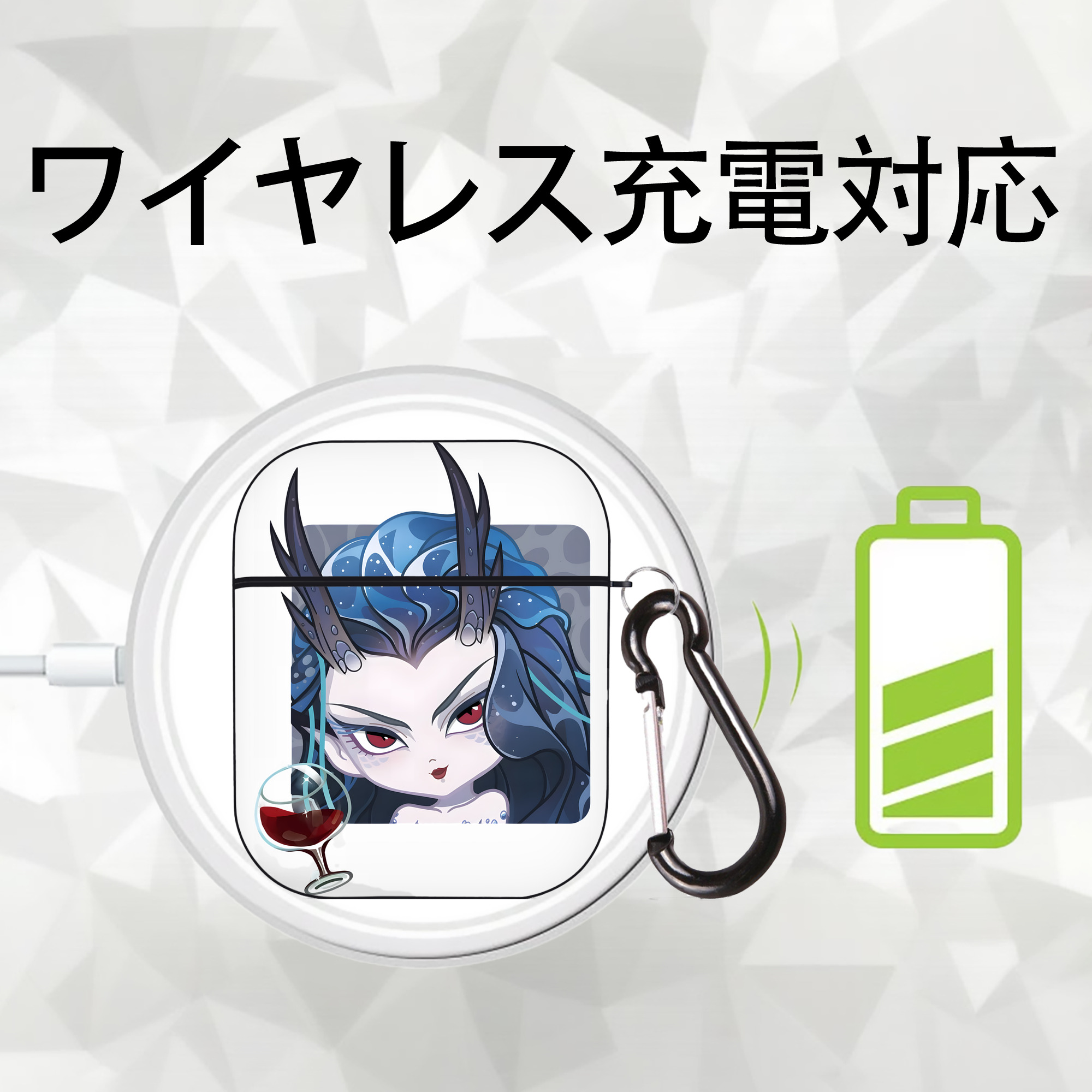 Ne Zha 2 ナタ 魔童の大暴れ AirPods 第2世代保護ケース ハードシェル ブラック 耐衝撃・防指紋・カラビナ付き