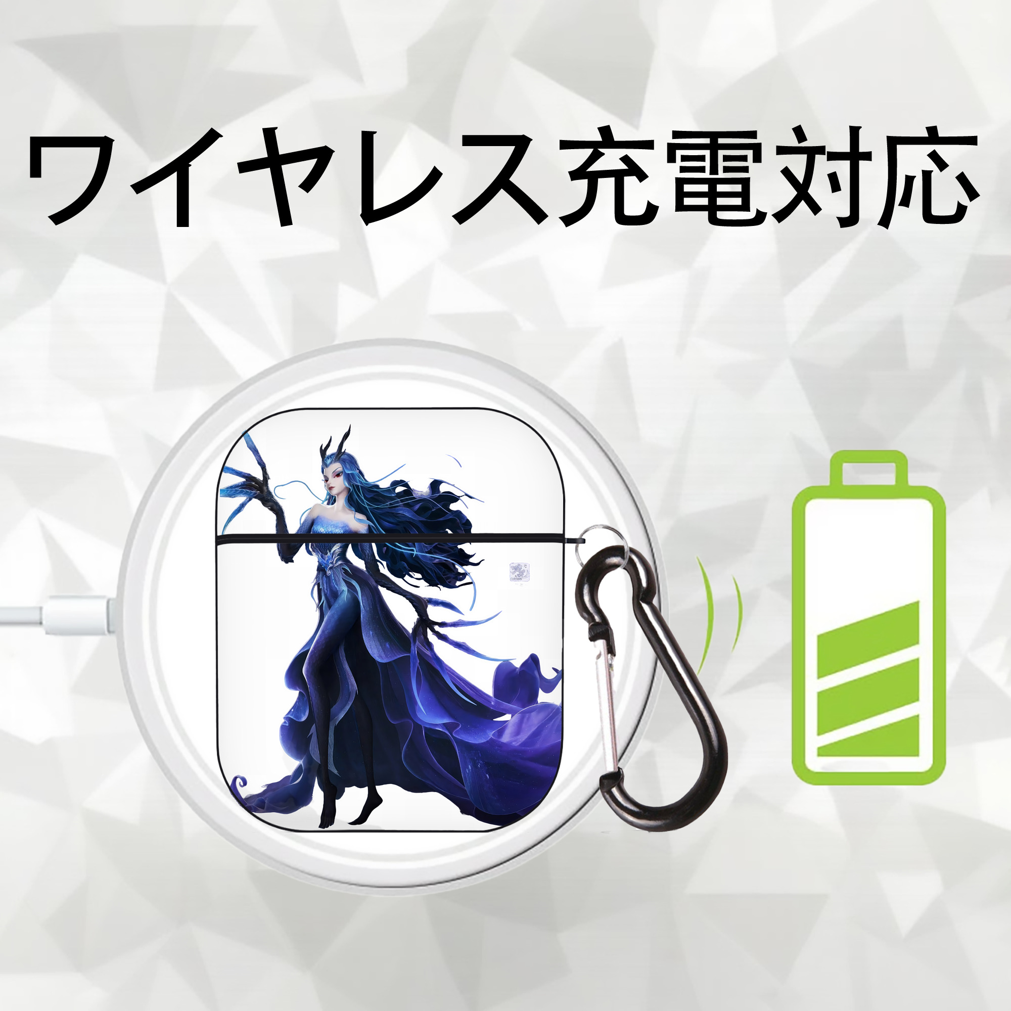 Ne Zha 2 ナタ 魔童の大暴れ AirPods 第2世代保護ケース ハードシェル ブラック 耐衝撃・防指紋・カラビナ付き