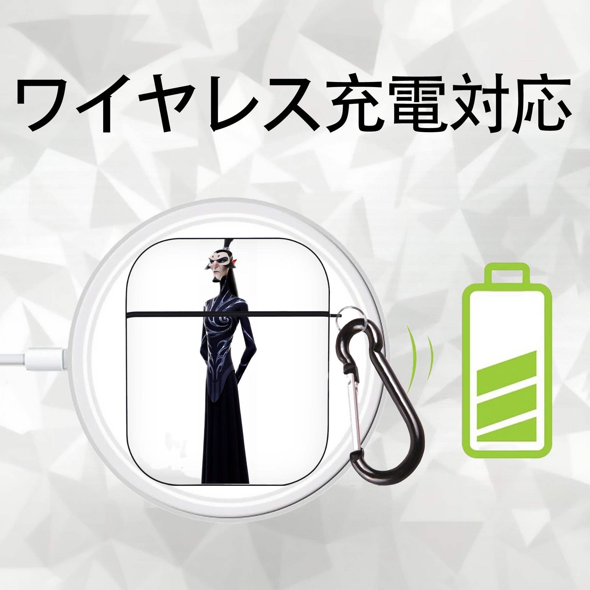 Ne Zha 2 ナタ 魔童の大暴れ AirPods 第2世代保護ケース ハードシェル ブラック 耐衝撃・防指紋・カラビナ付き