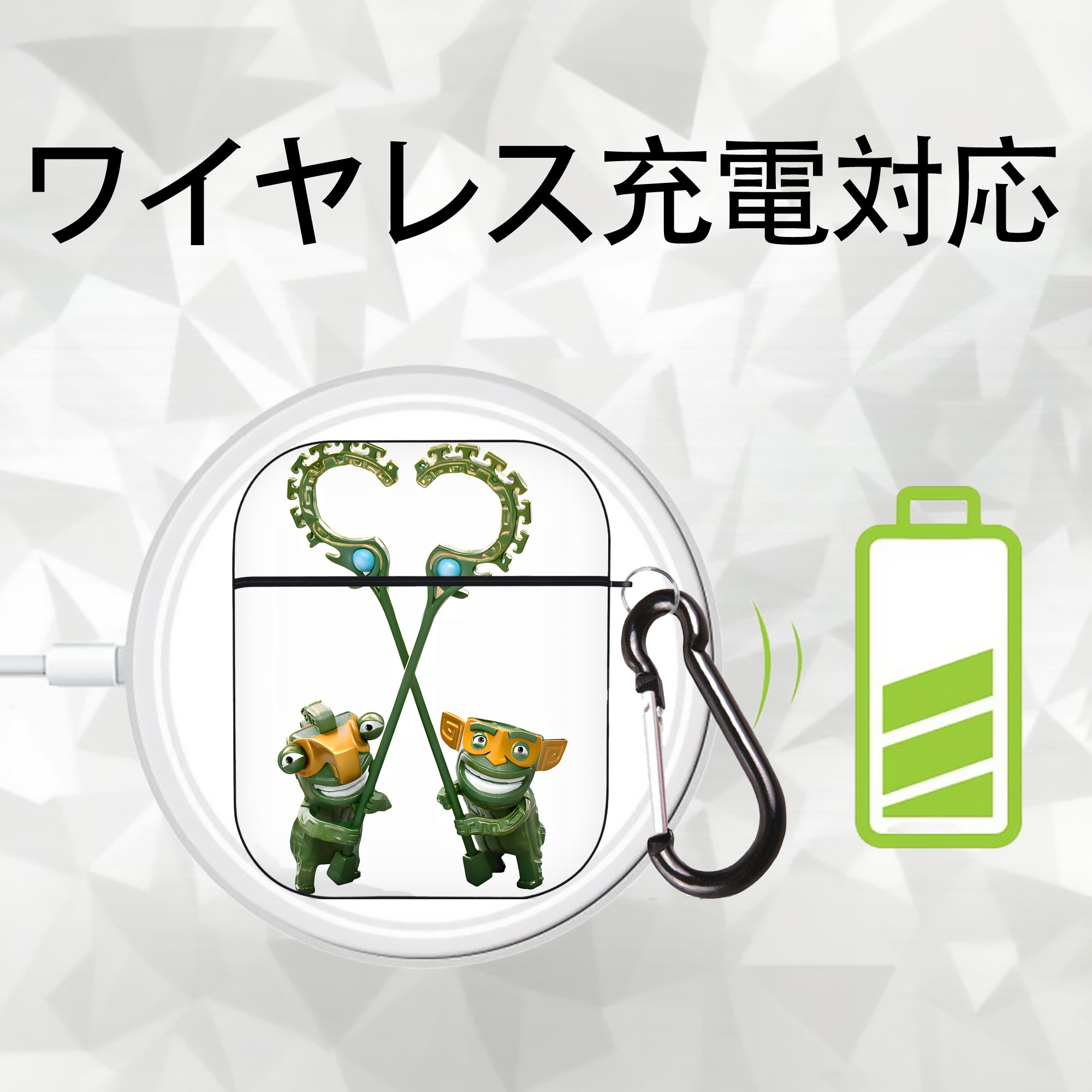 Ne Zha 2 ナタ 魔童の大暴れ AirPods 第2世代保護ケース ハードシェル ブラック 耐衝撃・防指紋・カラビナ付き
