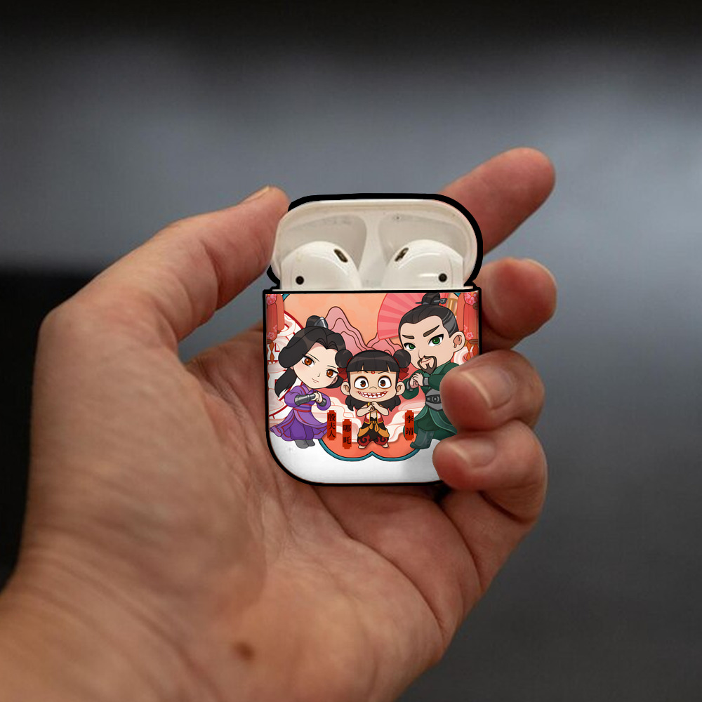 Ne Zha 2 ナタ 魔童の大暴れ AirPods 第2世代保護ケース ハードシェル ブラック 耐衝撃・防指紋・カラビナ付き