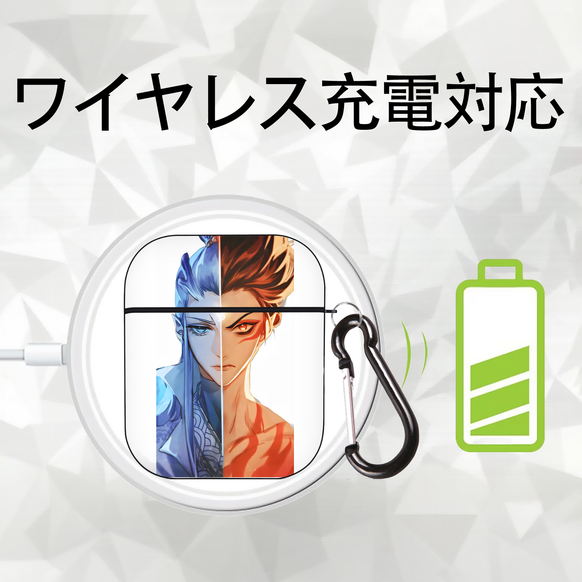 Ne Zha 2 ナタ 魔童の大暴れ AirPods 第2世代保護ケース ハードシェル ブラック 耐衝撃・防指紋・カラビナ付き