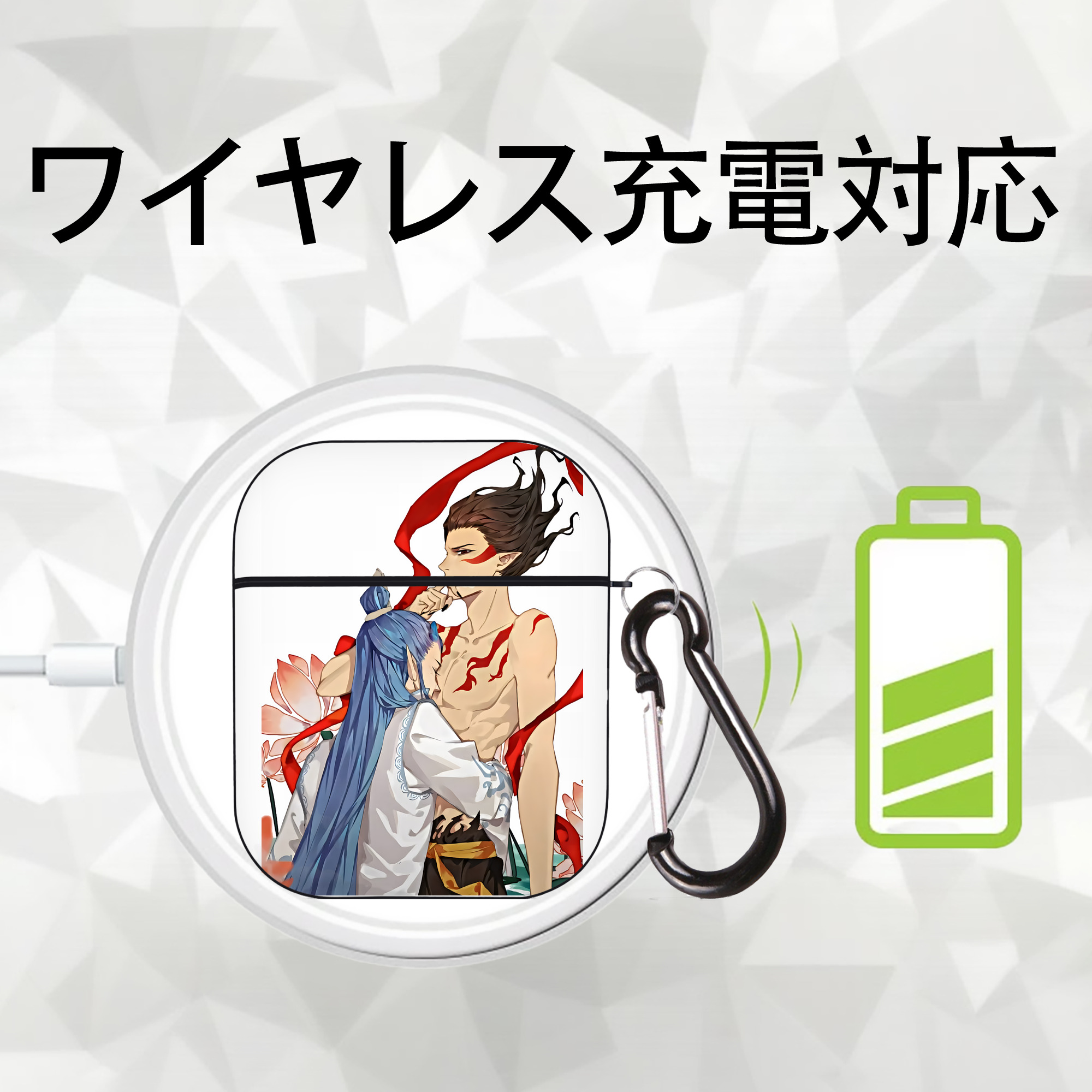 Ne Zha 2 ナタ 魔童の大暴れ AirPods 第2世代保護ケース ハードシェル ブラック 耐衝撃・防指紋・カラビナ付き