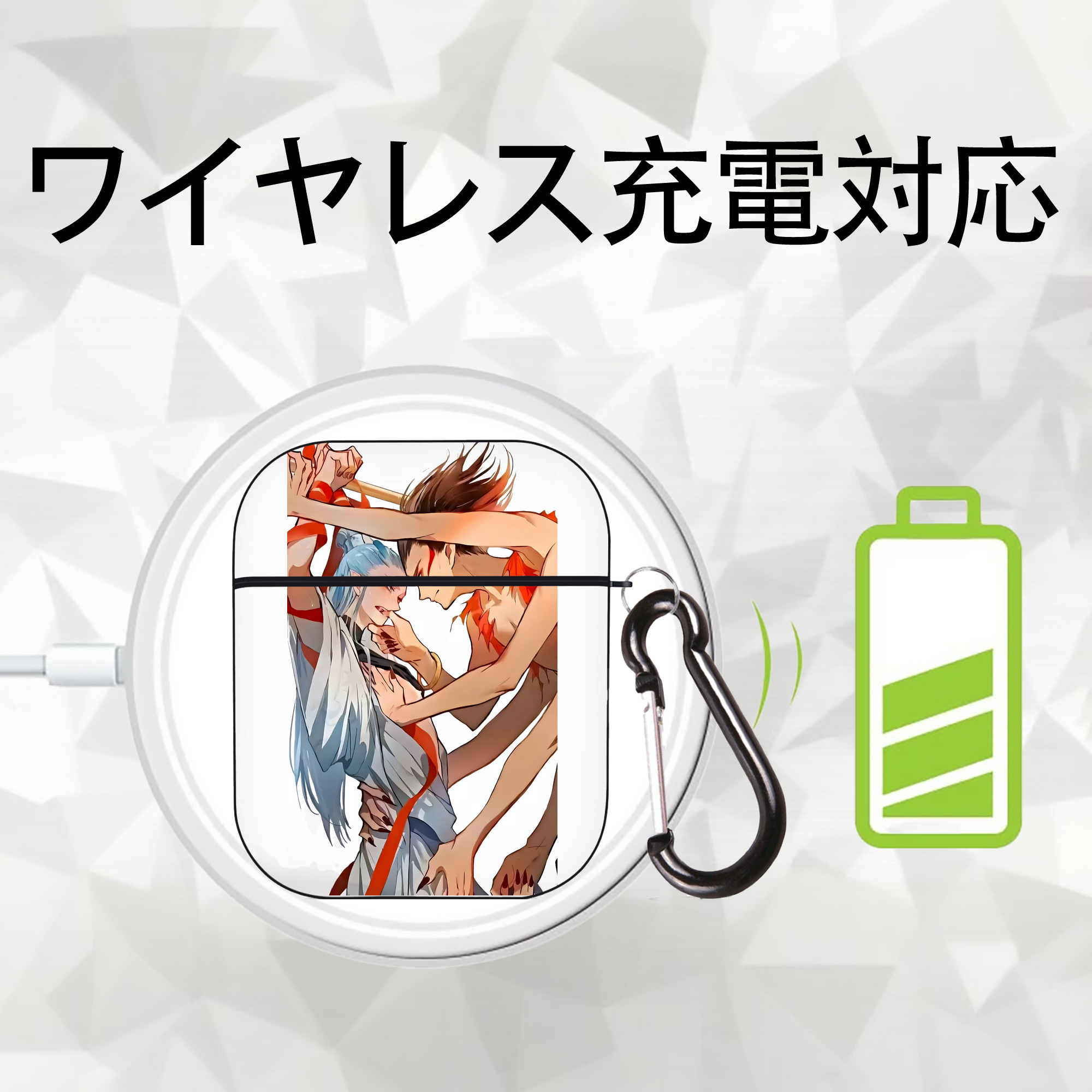 Ne Zha 2 ナタ 魔童の大暴れ AirPods 第2世代保護ケース ハードシェル ブラック 耐衝撃・防指紋・カラビナ付き