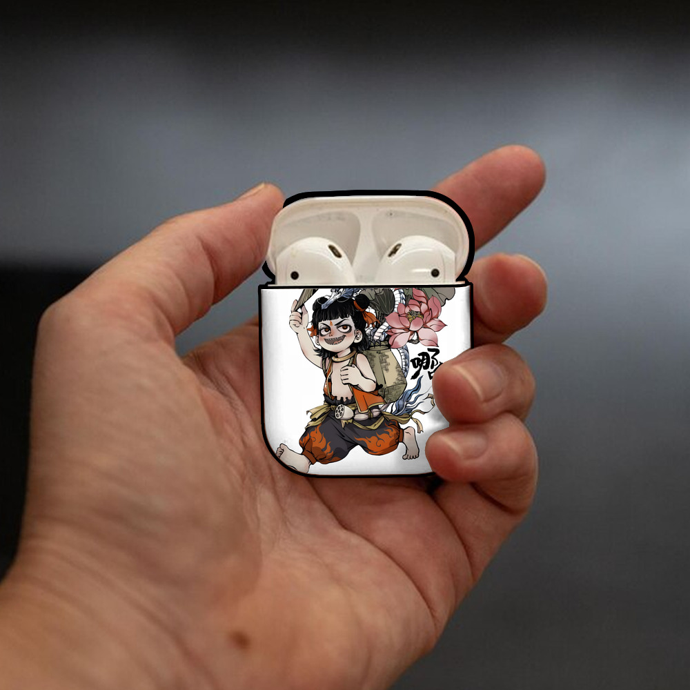Ne Zha 2 ナタ 魔童の大暴れ AirPods 第2世代保護ケース ハードシェル ブラック 耐衝撃・防指紋・カラビナ付き