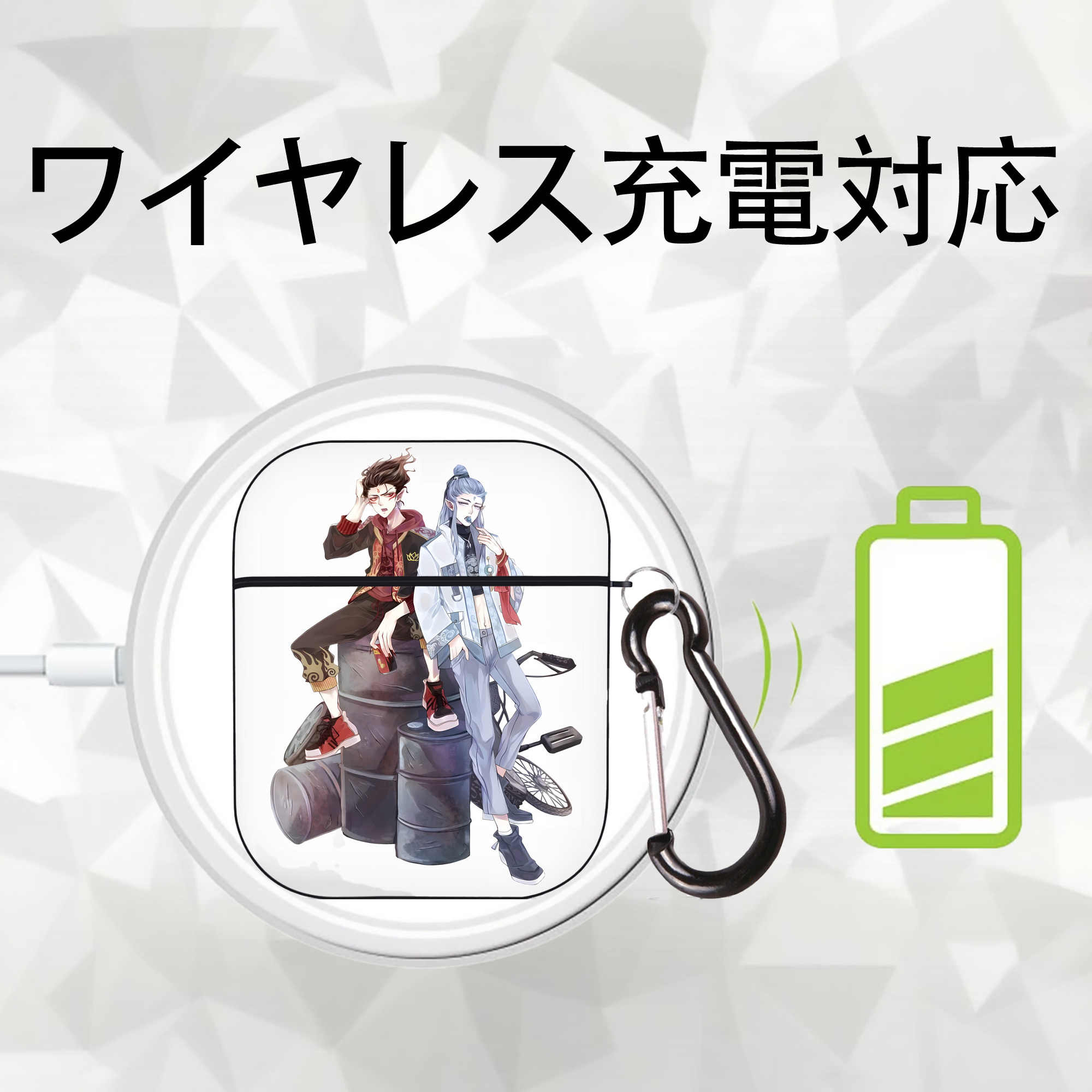Ne Zha 2 ナタ 魔童の大暴れ AirPods 第2世代保護ケース ハードシェル ブラック 耐衝撃・防指紋・カラビナ付き
