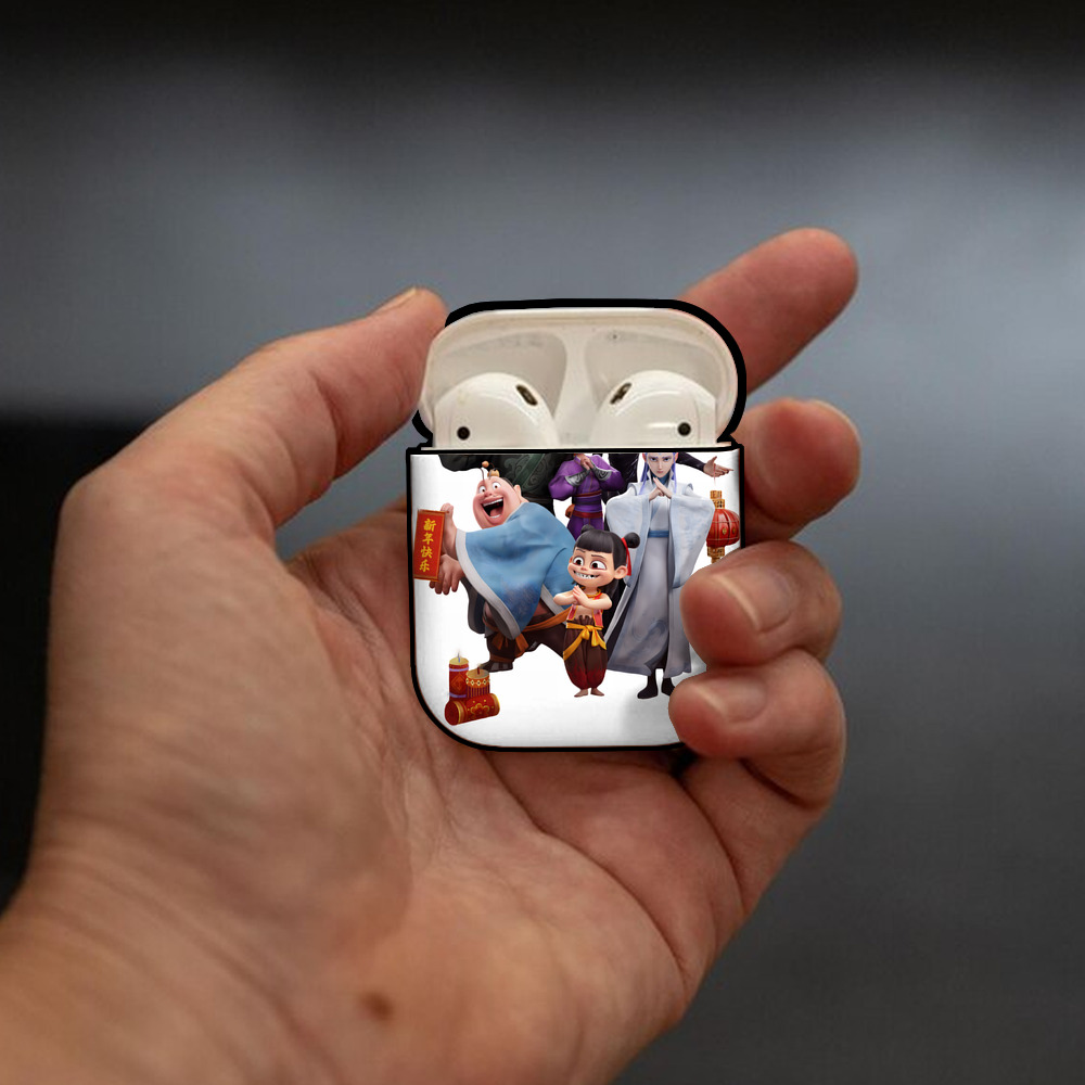 Ne Zha 2 ナタ 魔童の大暴れ AirPods 第2世代保護ケース ハードシェル ブラック 耐衝撃・防指紋・カラビナ付き