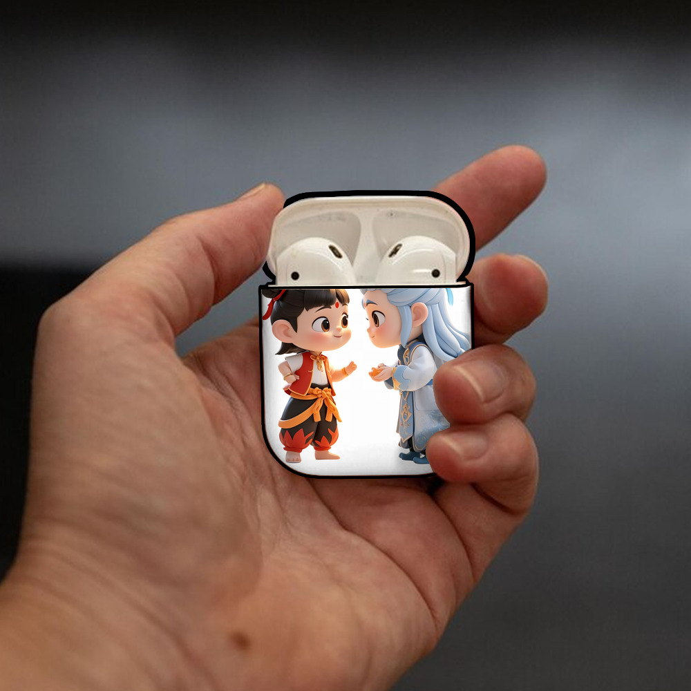 Ne Zha 2 ナタ 魔童の大暴れ AirPods 第2世代保護ケース ハードシェル ブラック 耐衝撃・防指紋・カラビナ付き