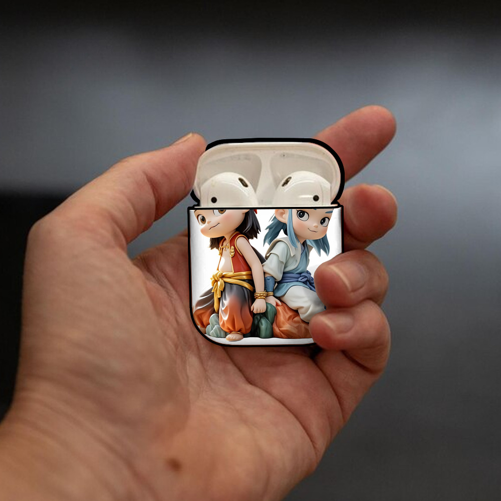 Ne Zha 2 ナタ 魔童の大暴れ AirPods 第2世代保護ケース ハードシェル ブラック 耐衝撃・防指紋・カラビナ付き