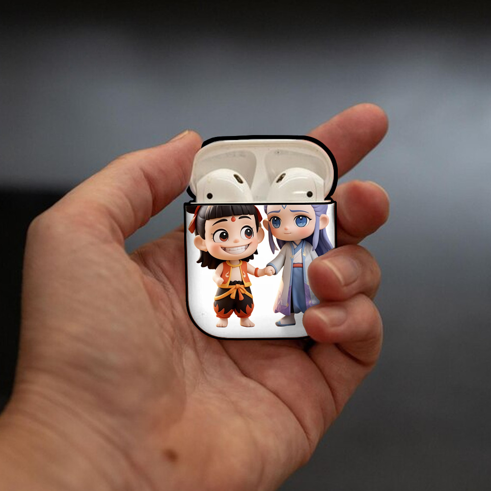 Ne Zha 2 ナタ 魔童の大暴れ AirPods 第2世代保護ケース ハードシェル ブラック 耐衝撃・防指紋・カラビナ付き