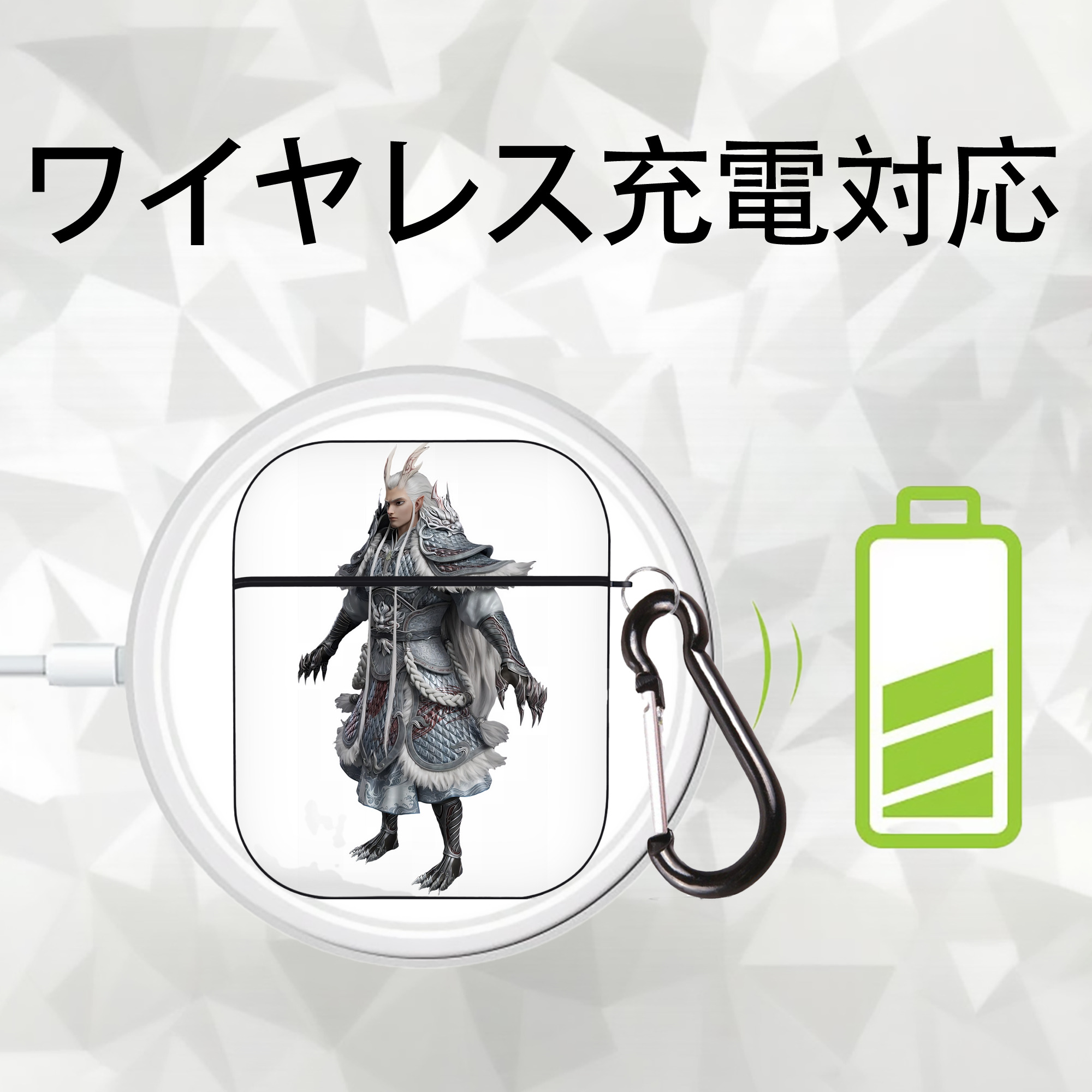 Ne Zha 2 ナタ 魔童の大暴れ AirPods 第2世代保護ケース ハードシェル ブラック 耐衝撃・防指紋・カラビナ付き