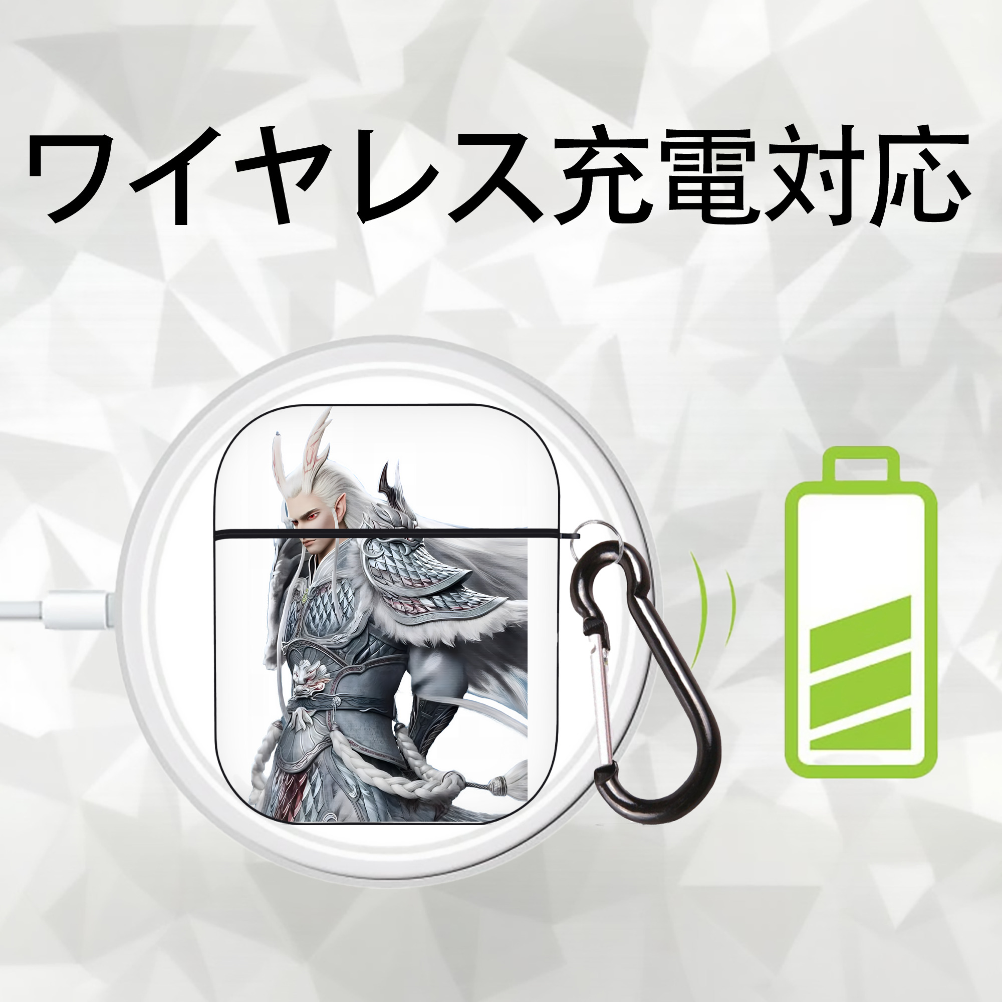 Ne Zha 2 ナタ 魔童の大暴れ AirPods 第2世代保護ケース ハードシェル ブラック 耐衝撃・防指紋・カラビナ付き