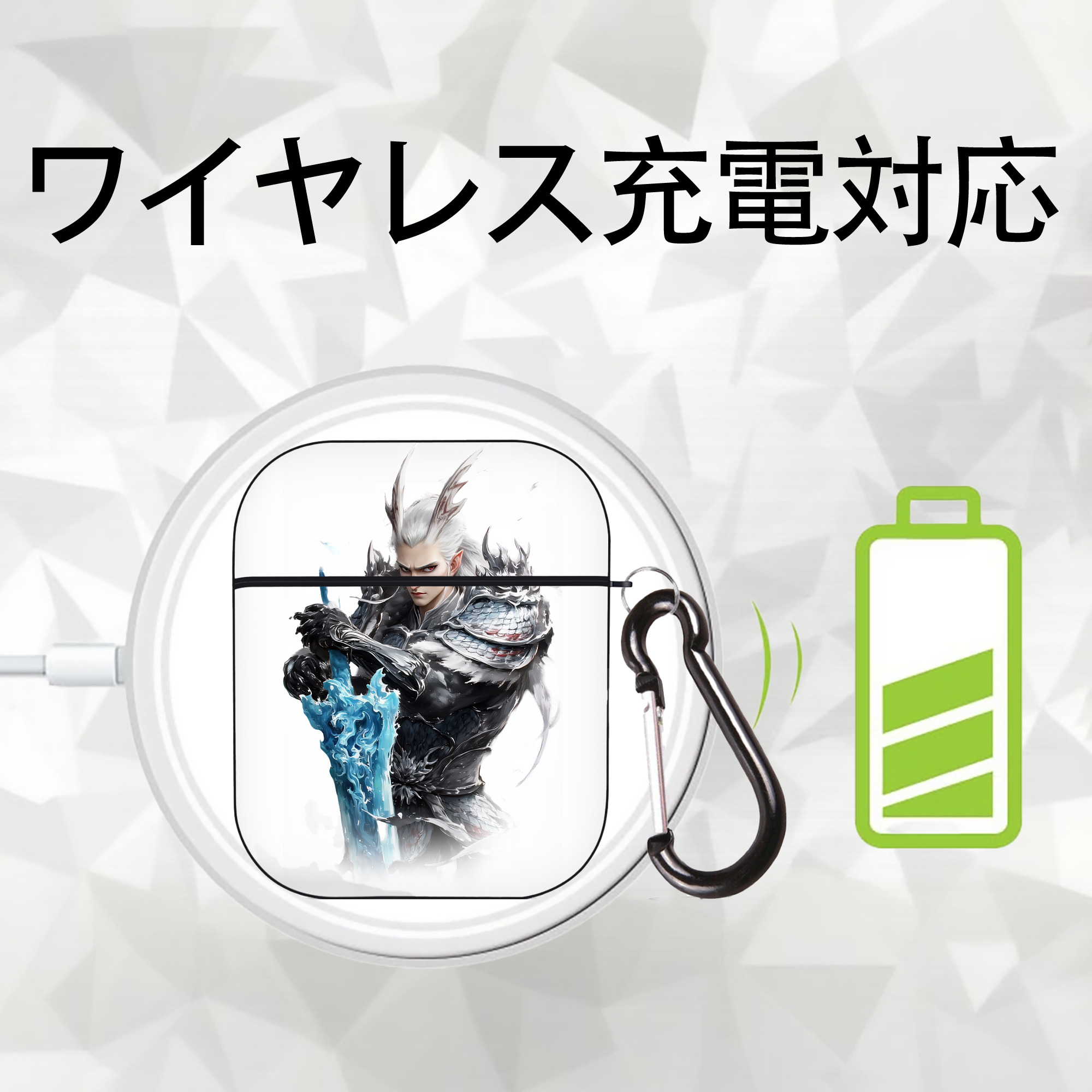 Ne Zha 2 ナタ 魔童の大暴れ AirPods 第2世代保護ケース ハードシェル ブラック 耐衝撃・防指紋・カラビナ付き