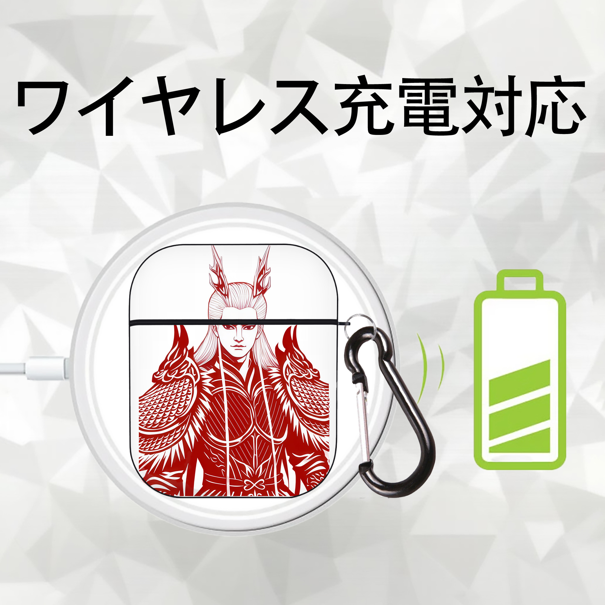 Ne Zha 2 ナタ 魔童の大暴れ AirPods 第2世代保護ケース ハードシェル ブラック 耐衝撃・防指紋・カラビナ付き