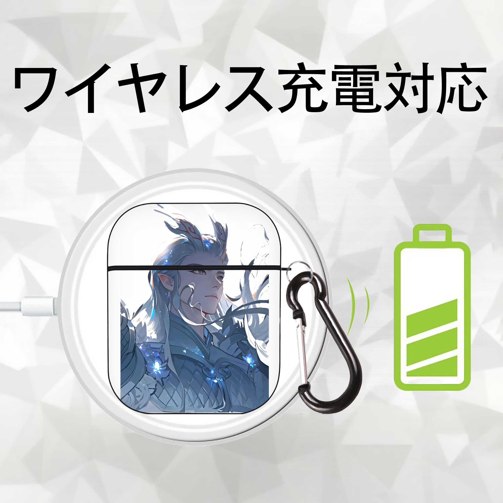 Ne Zha 2 ナタ 魔童の大暴れ AirPods 第2世代保護ケース ハードシェル ブラック 耐衝撃・防指紋・カラビナ付き