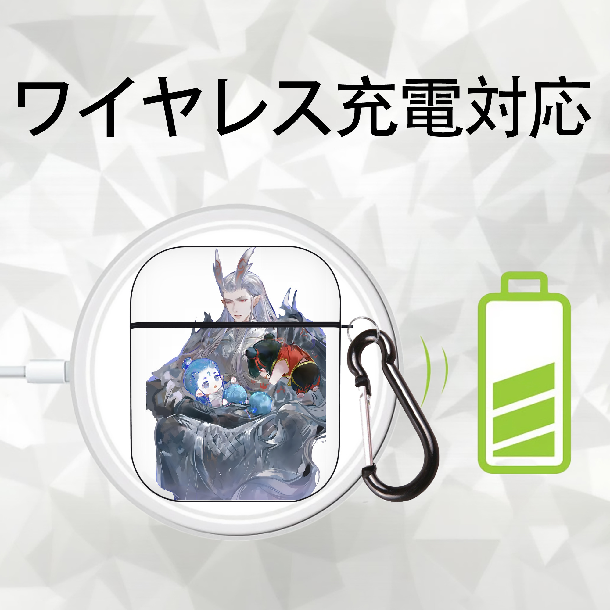 Ne Zha 2 ナタ 魔童の大暴れ AirPods 第2世代保護ケース ハードシェル ブラック 耐衝撃・防指紋・カラビナ付き