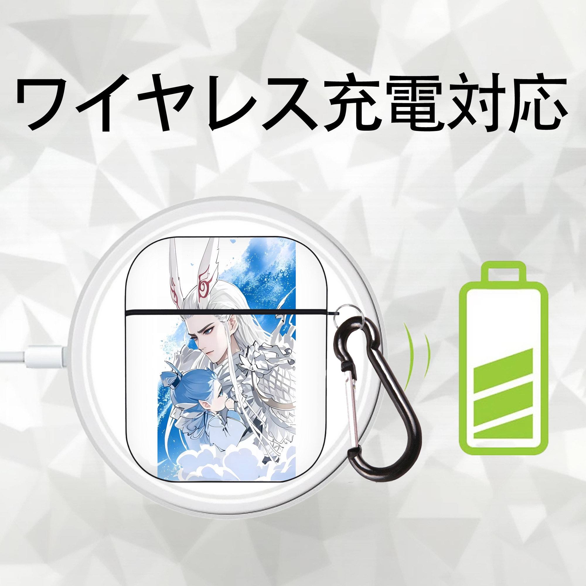 Ne Zha 2 ナタ 魔童の大暴れ AirPods 第2世代保護ケース ハードシェル ブラック 耐衝撃・防指紋・カラビナ付き