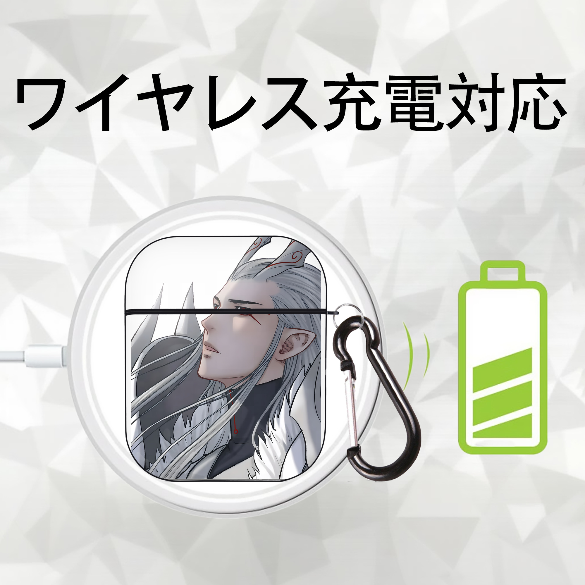 Ne Zha 2 ナタ 魔童の大暴れ AirPods 第2世代保護ケース ハードシェル ブラック 耐衝撃・防指紋・カラビナ付き