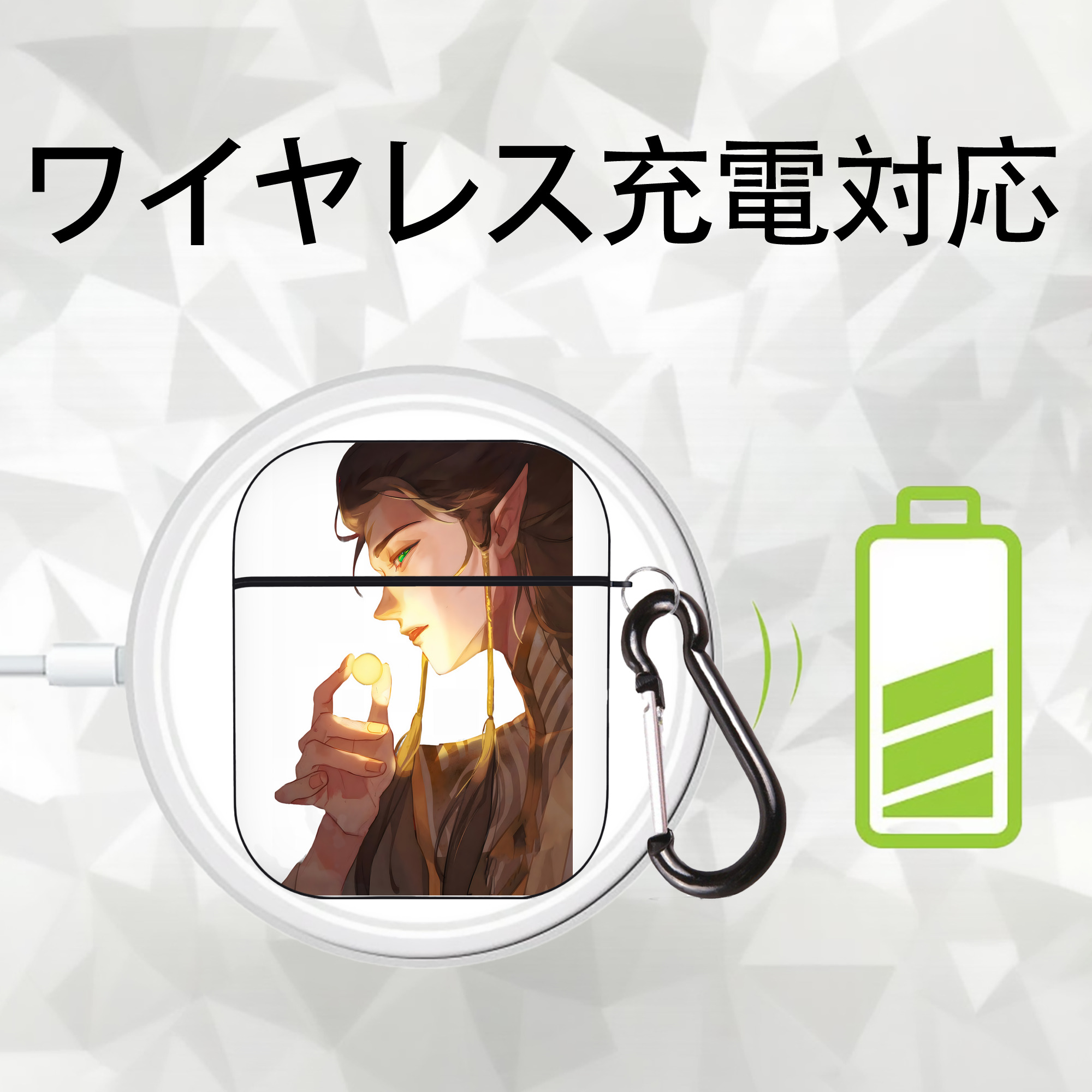 Ne Zha 2 ナタ 魔童の大暴れ AirPods 第2世代保護ケース ハードシェル ブラック 耐衝撃・防指紋・カラビナ付き