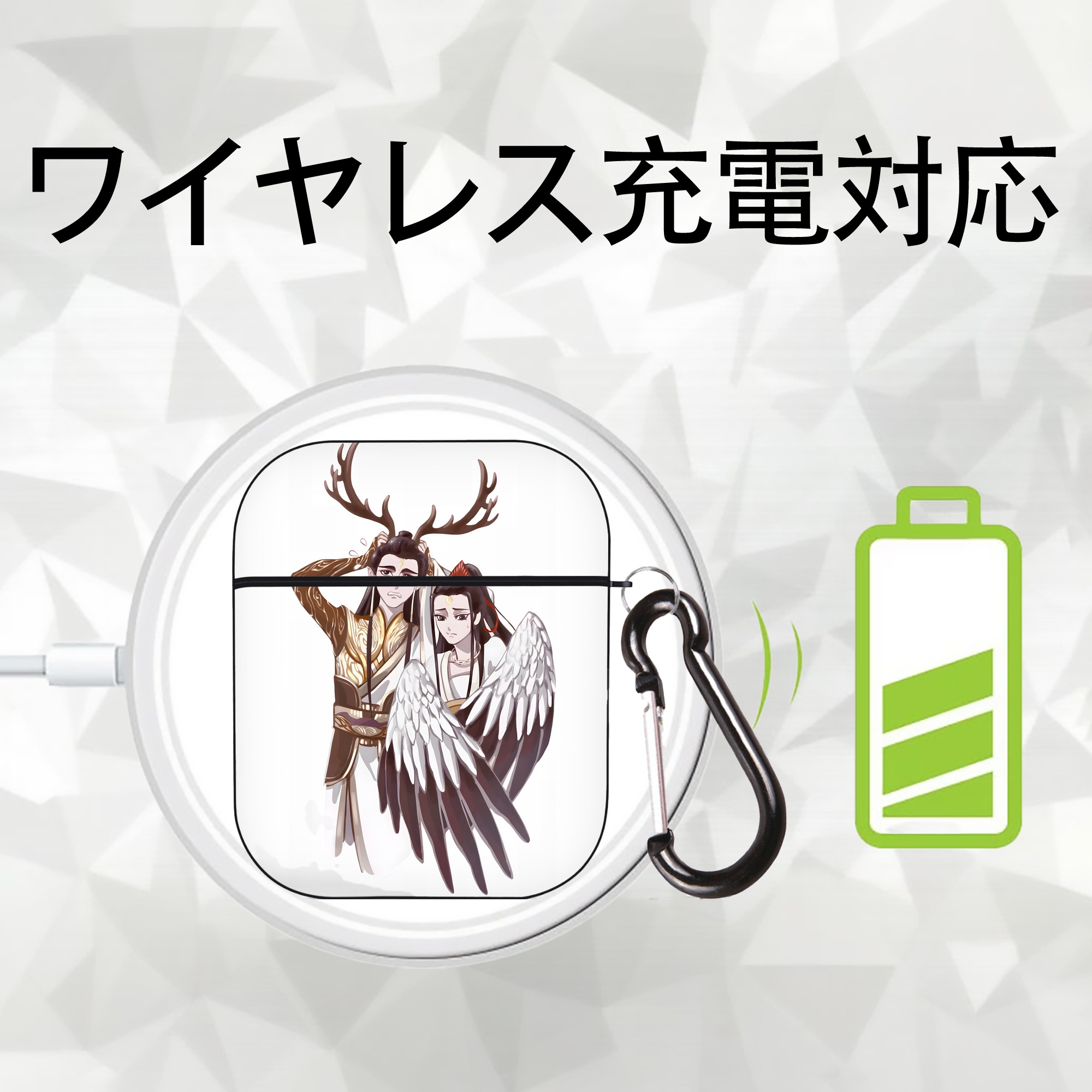 Ne Zha 2 ナタ 魔童の大暴れ AirPods 第2世代保護ケース ハードシェル ブラック 耐衝撃・防指紋・カラビナ付き