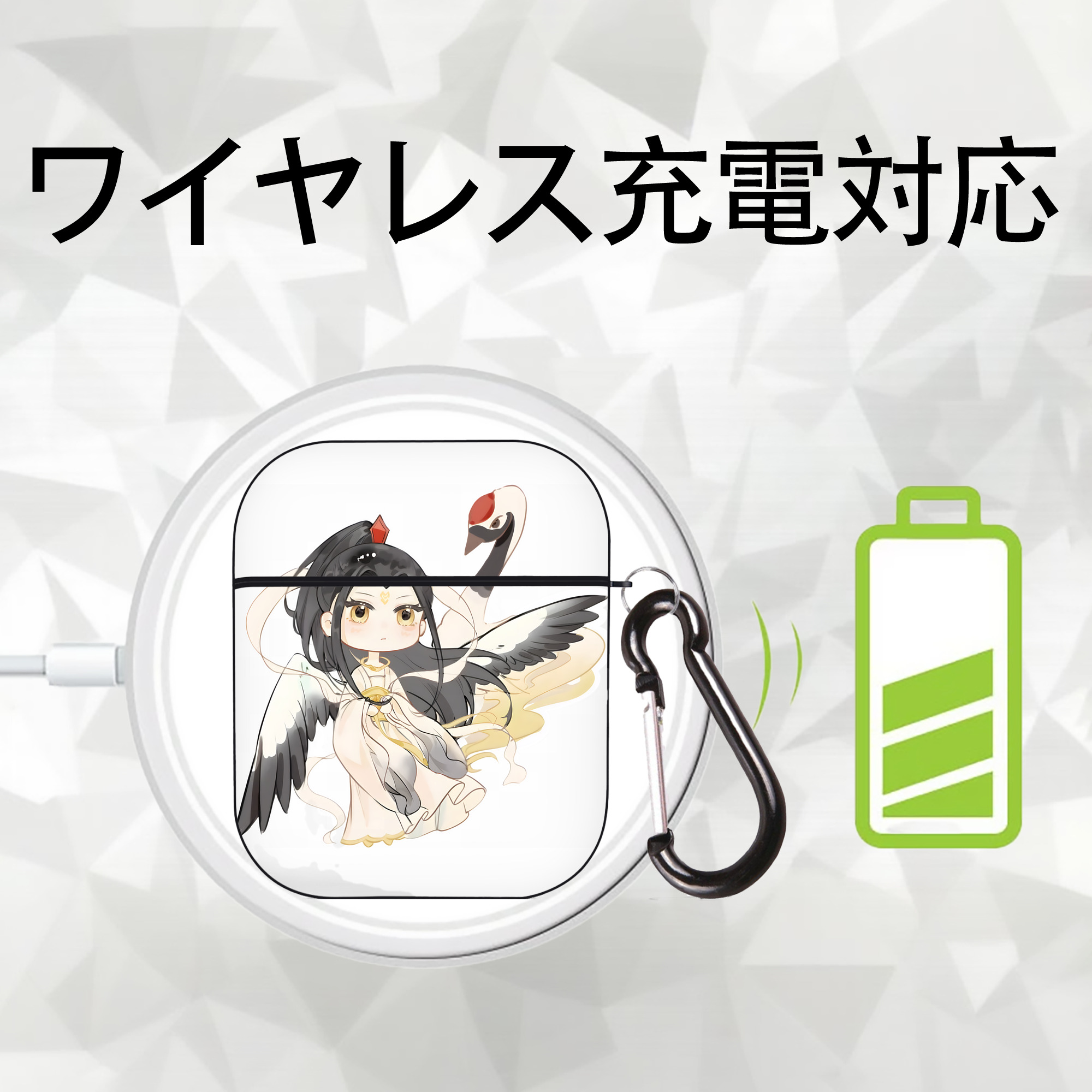 Ne Zha 2 ナタ 魔童の大暴れ AirPods 第2世代保護ケース ハードシェル ブラック 耐衝撃・防指紋・カラビナ付き