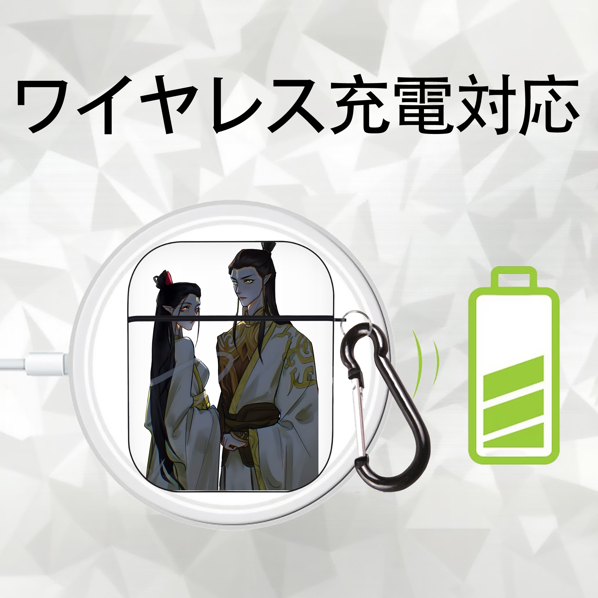 Ne Zha 2 ナタ 魔童の大暴れ AirPods 第2世代保護ケース ハードシェル ブラック 耐衝撃・防指紋・カラビナ付き