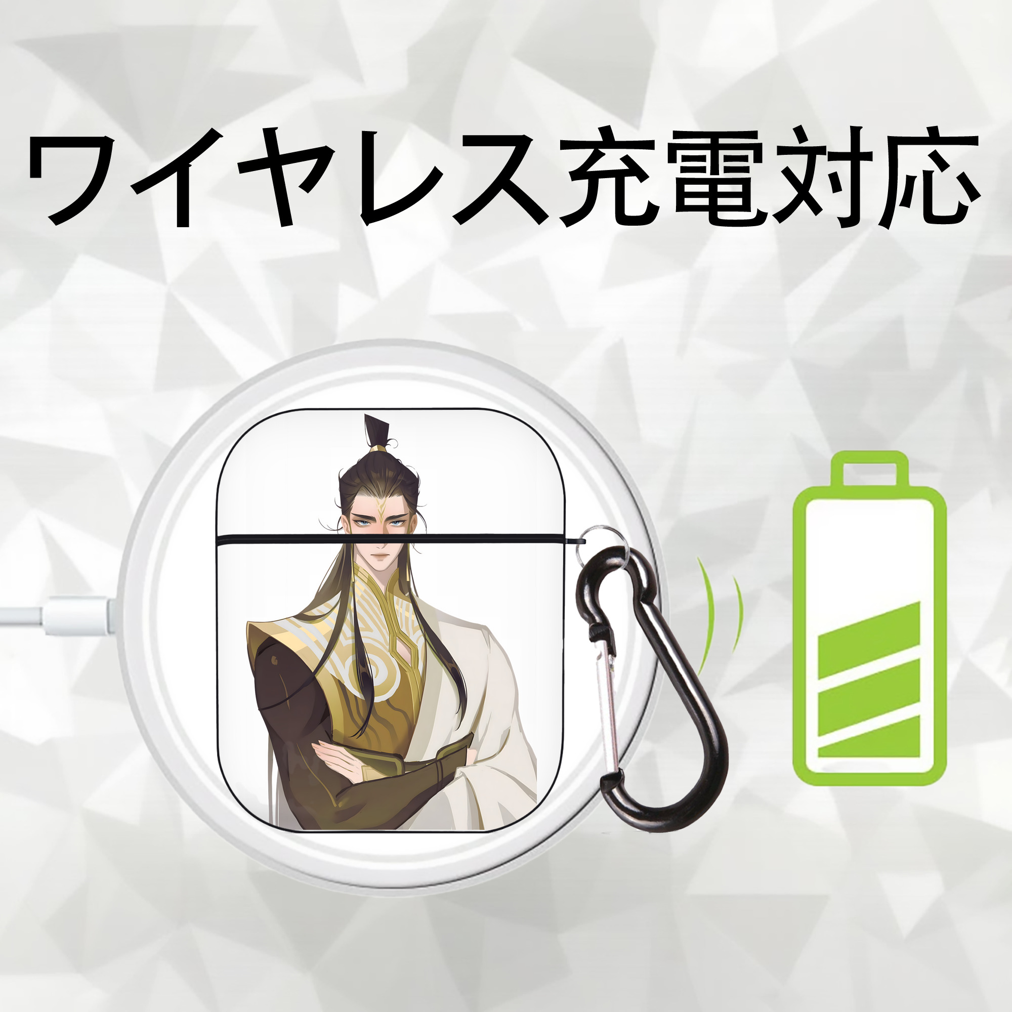 Ne Zha 2 ナタ 魔童の大暴れ AirPods 第2世代保護ケース ハードシェル ブラック 耐衝撃・防指紋・カラビナ付き