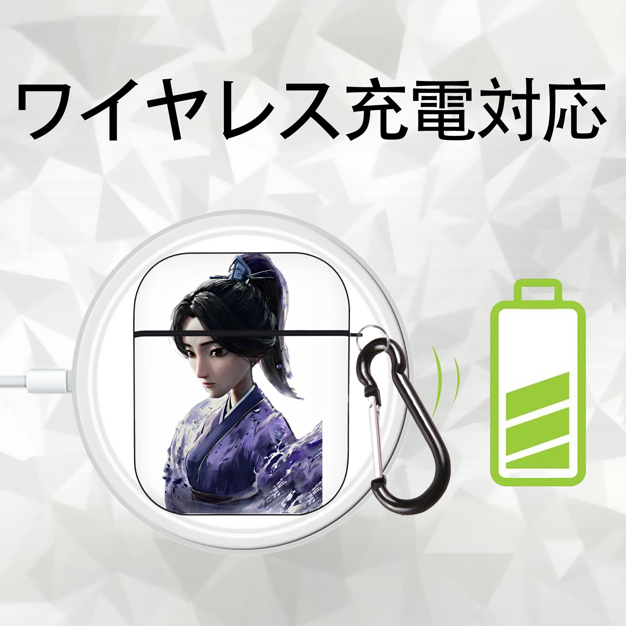 Ne Zha 2 ナタ 魔童の大暴れ AirPods 第2世代保護ケース ハードシェル ブラック 耐衝撃・防指紋・カラビナ付き