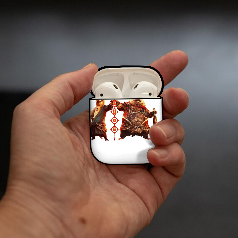 Ne Zha 2 ナタ 魔童の大暴れ AirPods 第2世代保護ケース ハードシェル ブラック 耐衝撃・防指紋・カラビナ付き