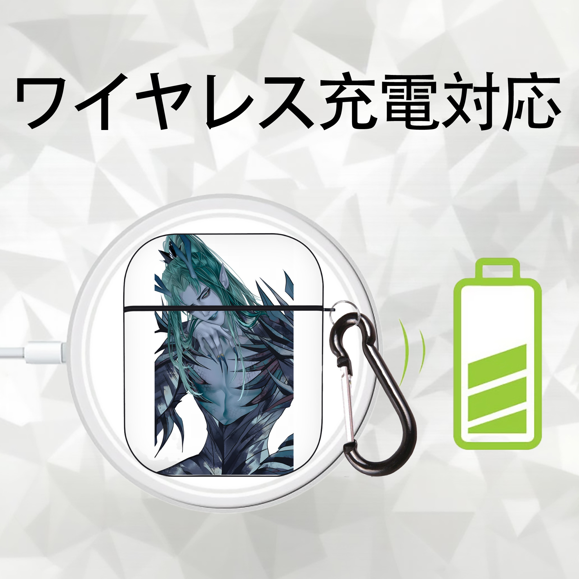 Ne Zha 2 ナタ 魔童の大暴れ AirPods 第2世代保護ケース ハードシェル ブラック 耐衝撃・防指紋・カラビナ付き