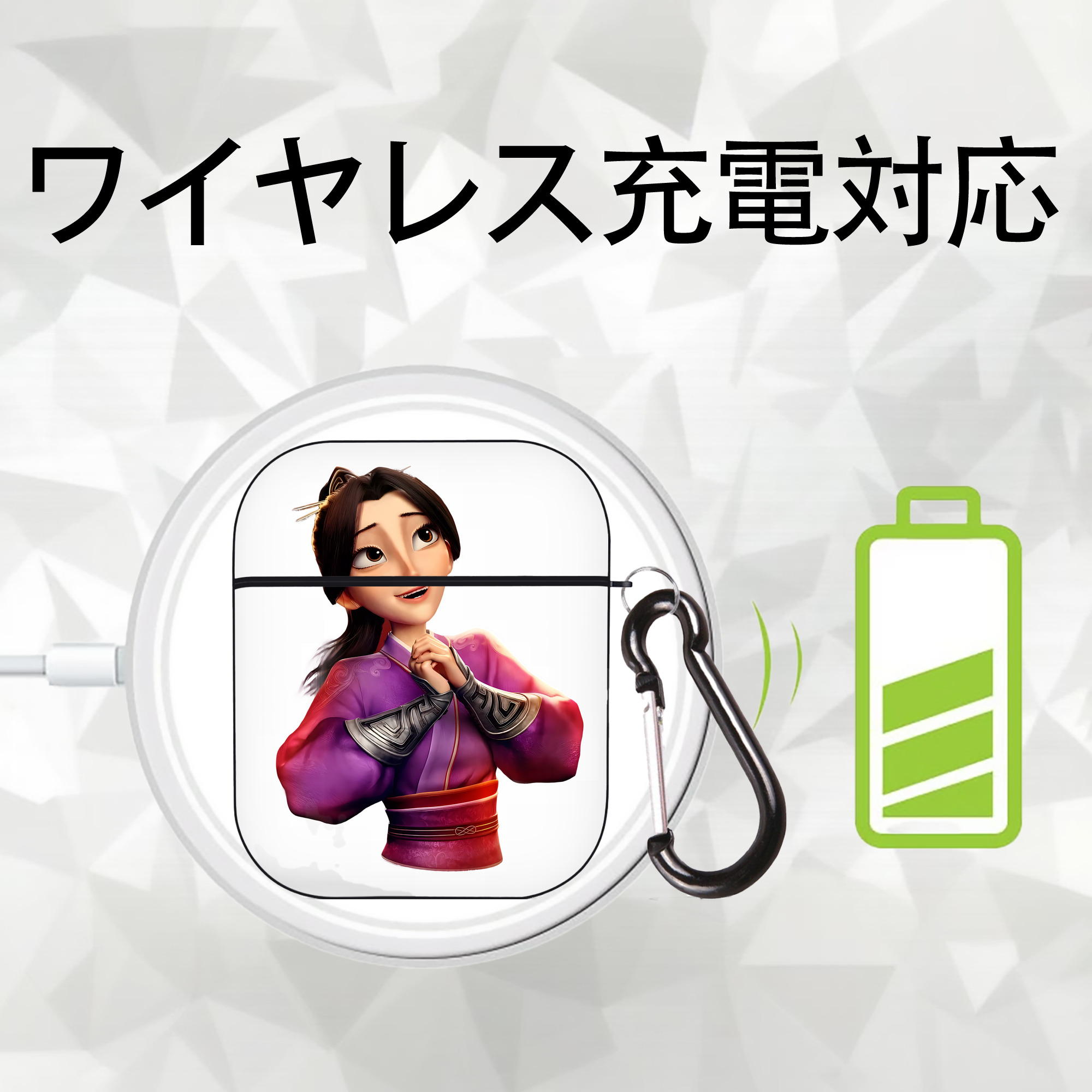 Ne Zha 2 ナタ 魔童の大暴れ AirPods 第2世代保護ケース ハードシェル ブラック 耐衝撃・防指紋・カラビナ付き