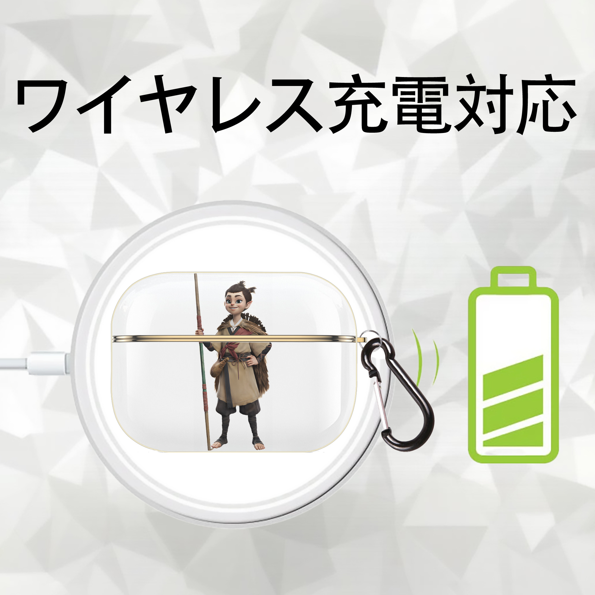 Ne Zha 2 ナタ 魔童の大暴れ 【AirPods Pro用】ハードシェル保護ケース｜耐衝撃・防指紋・カラビナ付き商品仕様